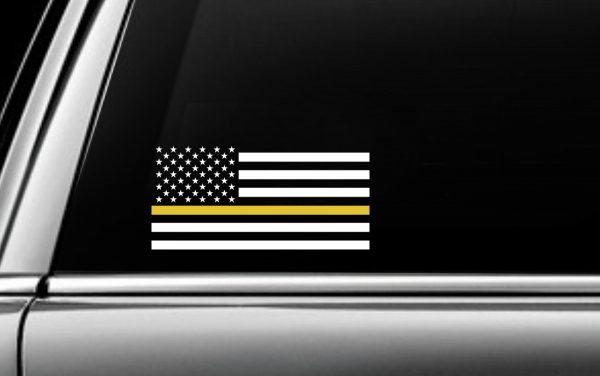 Yellow USA Striped Flag Decal