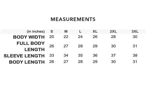 Hoodie Measurements